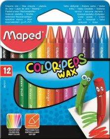 Карандаши-мелки цветные восковые COLOR PEPS Wax Crayons, 12 цветов, картонная коробка