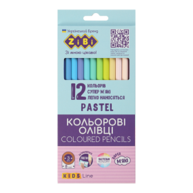 Карандаши цветные пастельные  ZiBi KIDS LINE PASTEL, 12 цветов